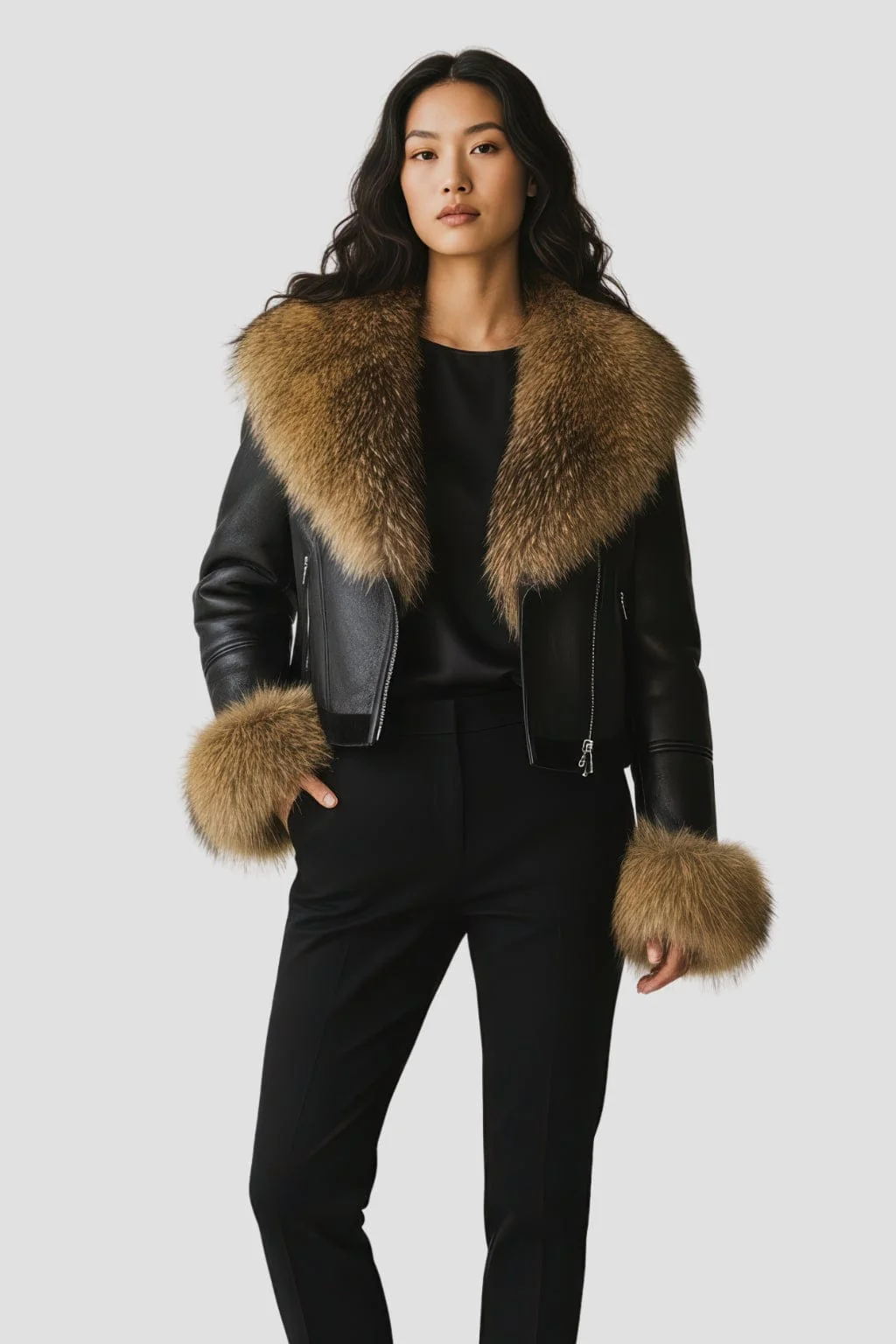 Blouson en fourrure femme raton laveur – Image 3