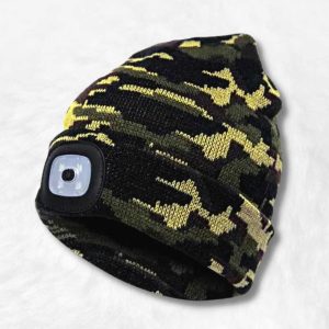 Bonnet avec Lampe Frontale Camouflage !