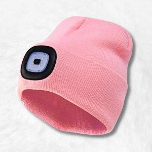 Bonnet avec Lampe Frontale Rose !