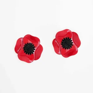 Boucles d'oreilles fleurs courtes Anémone - Grandes