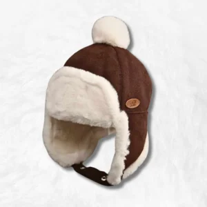 Chapka avec Pompon Enfant Marron