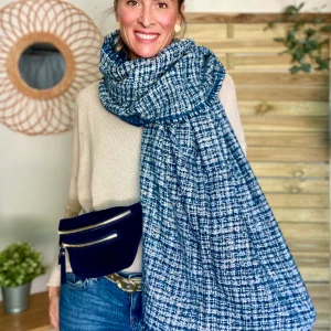 Écharpe douce avec lurex MARCELLE - Bleu pétrole (6 coloris)