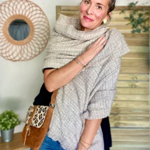 Écharpe douce avec lurex MARCELLE - Taupe (6 coloris)