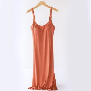 Chemise de nuit caramel pour grossesse et allaitement