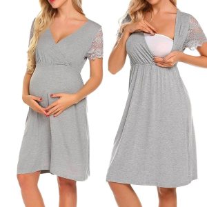 Chemise de nuit pour femme enceinte facilitant l’allaitement