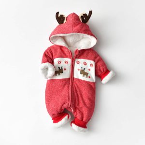 Combinaison de noël pour bébé capuche cerf