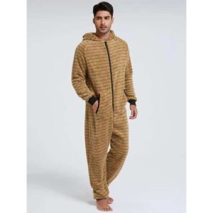 Combinaison pyjama en flanelle marron