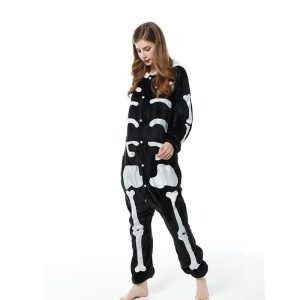 Combinaison pyjama femme avec dessin de squelette