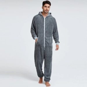 Combinaison pyjama gris polaire