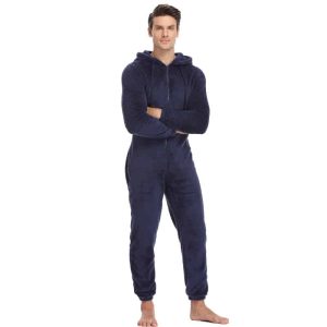 Combinaison pyjama molletonnée avec capuche pour homme