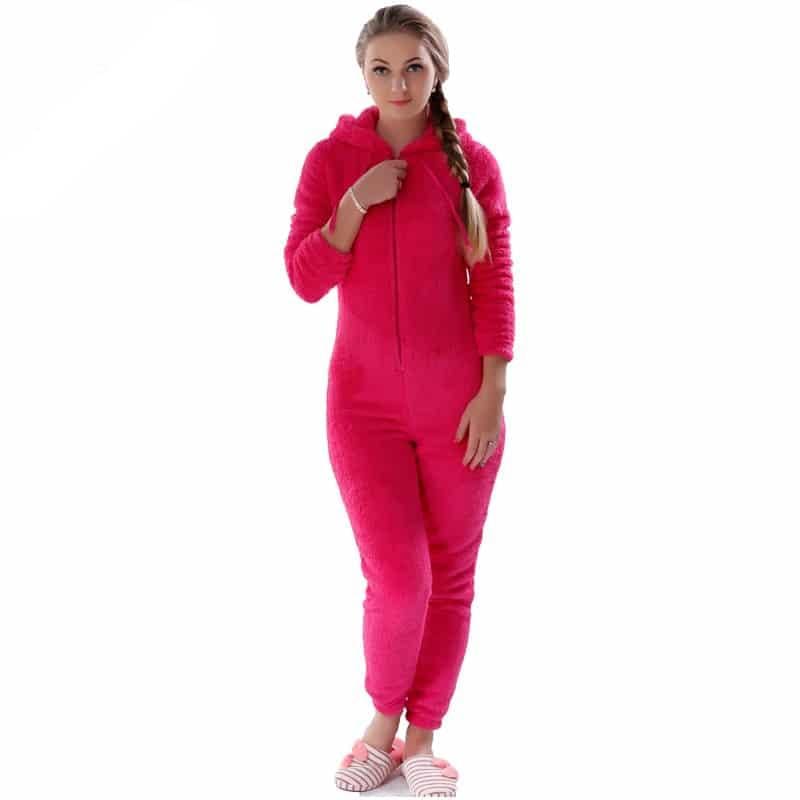 Combinaison pyjama polaire à capuche pour femme – Image 2