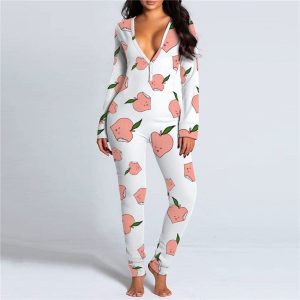 Combinaison pyjama sexy décolleté pour femme