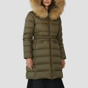 Doudoune à fourrure longue kaki
