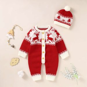 Ensemble de noël tricoté pour nouveau-né 0 à 18 mois filles et garçons