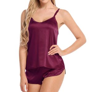 Ensemble de pyjama rose framboise sexy pour femmes