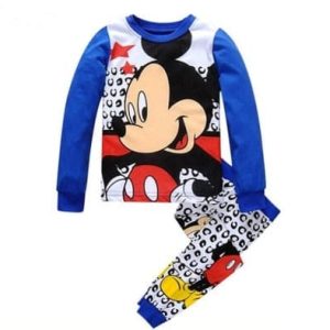 Pyjama Coton avec Mickey sur fond bleu