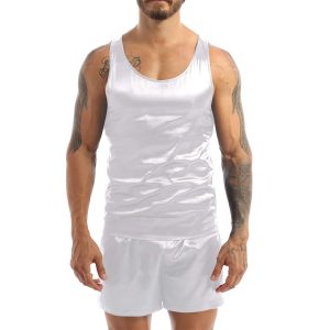 Ensemble pyjama blanc en Satin pour hommes