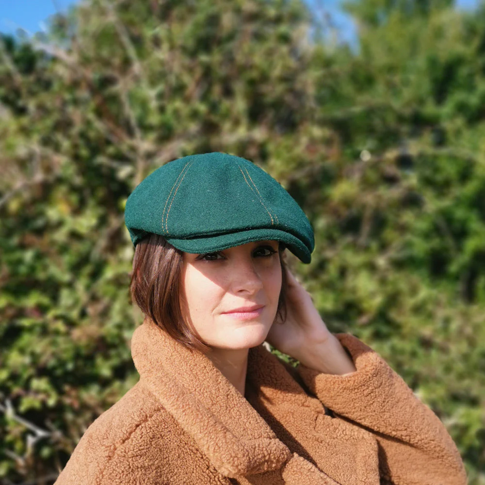 Casquette plate/Béret - Laine verte – Image 3