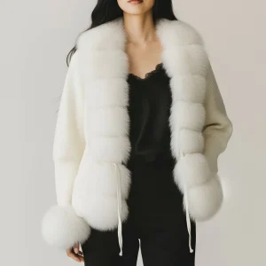 Gilet court en fourrure beige