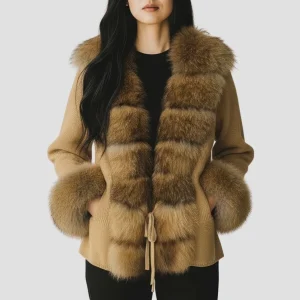 Gilet en fourrure de raton laveur marron