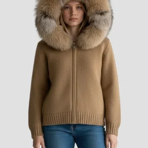 Gilet en fourrure de renard marron