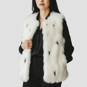 Gilet en fourrure sans manches blanc