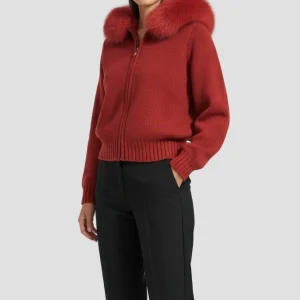 Gilet fourrure femme rouge
