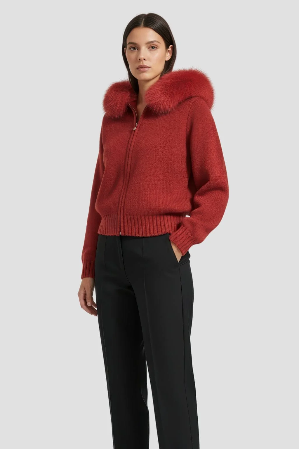 Gilet fourrure femme rouge