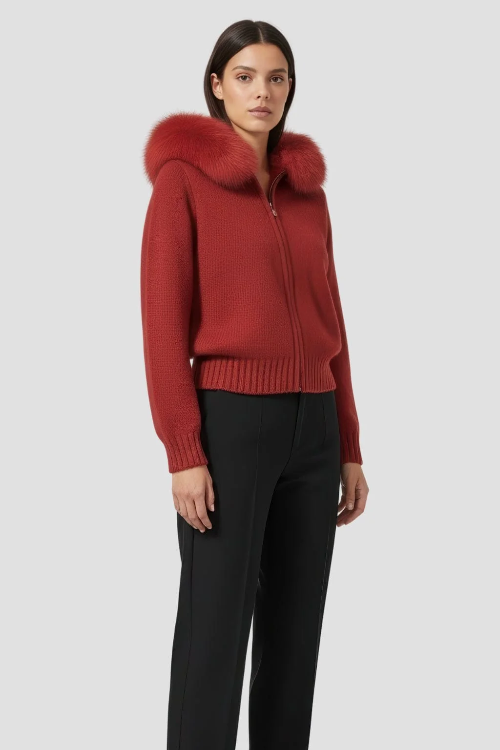 Gilet fourrure femme rouge – Image 2