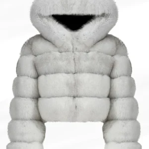Manteau en fourrure femme capuche blanc