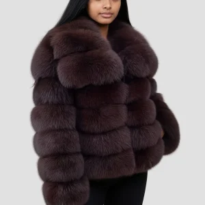 Manteau fourrure femme bubble marron