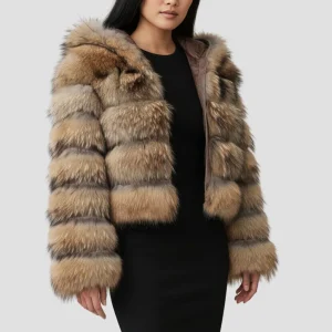 Manteau fourrure femme capuche