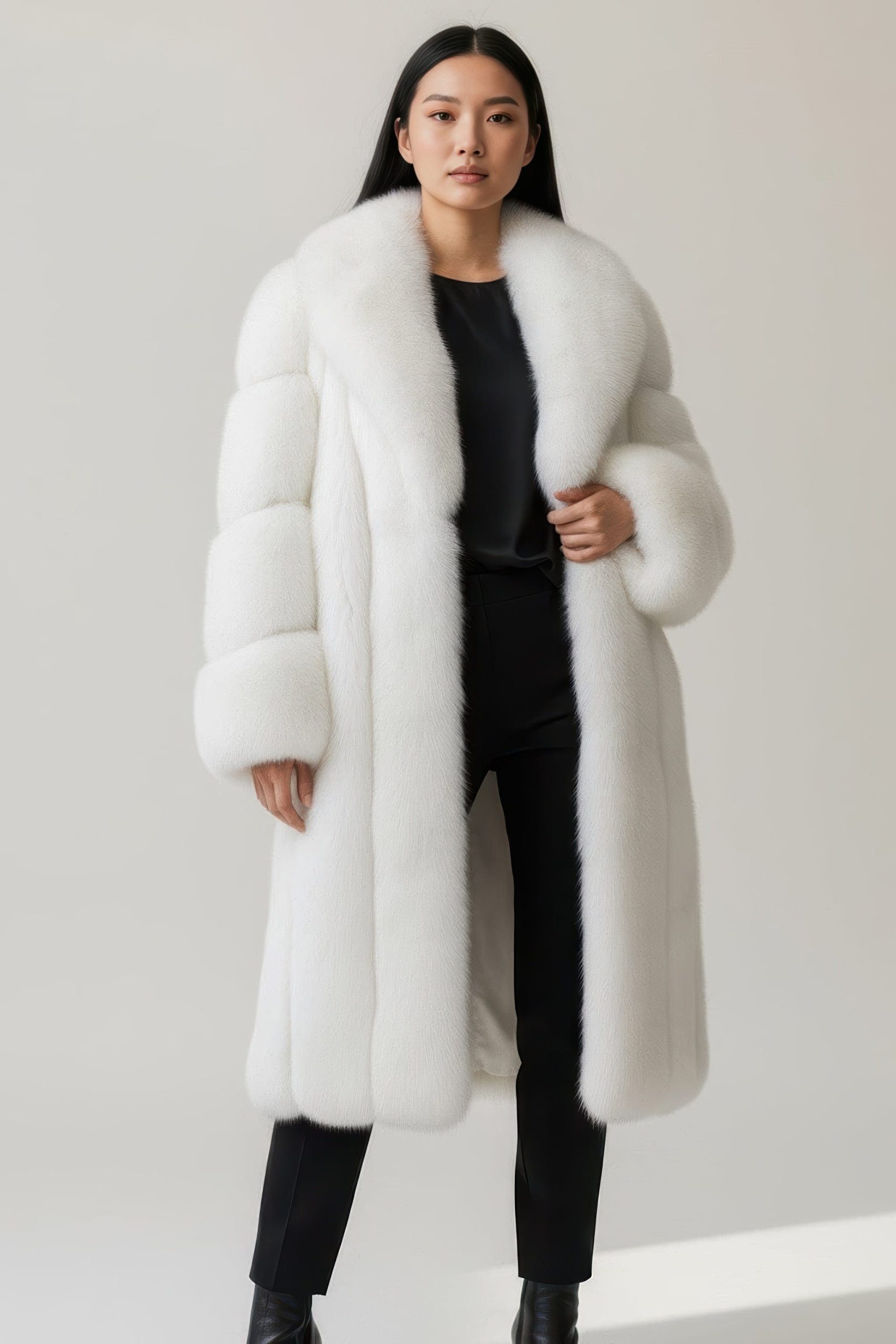 Manteau fourrure femme long blanc