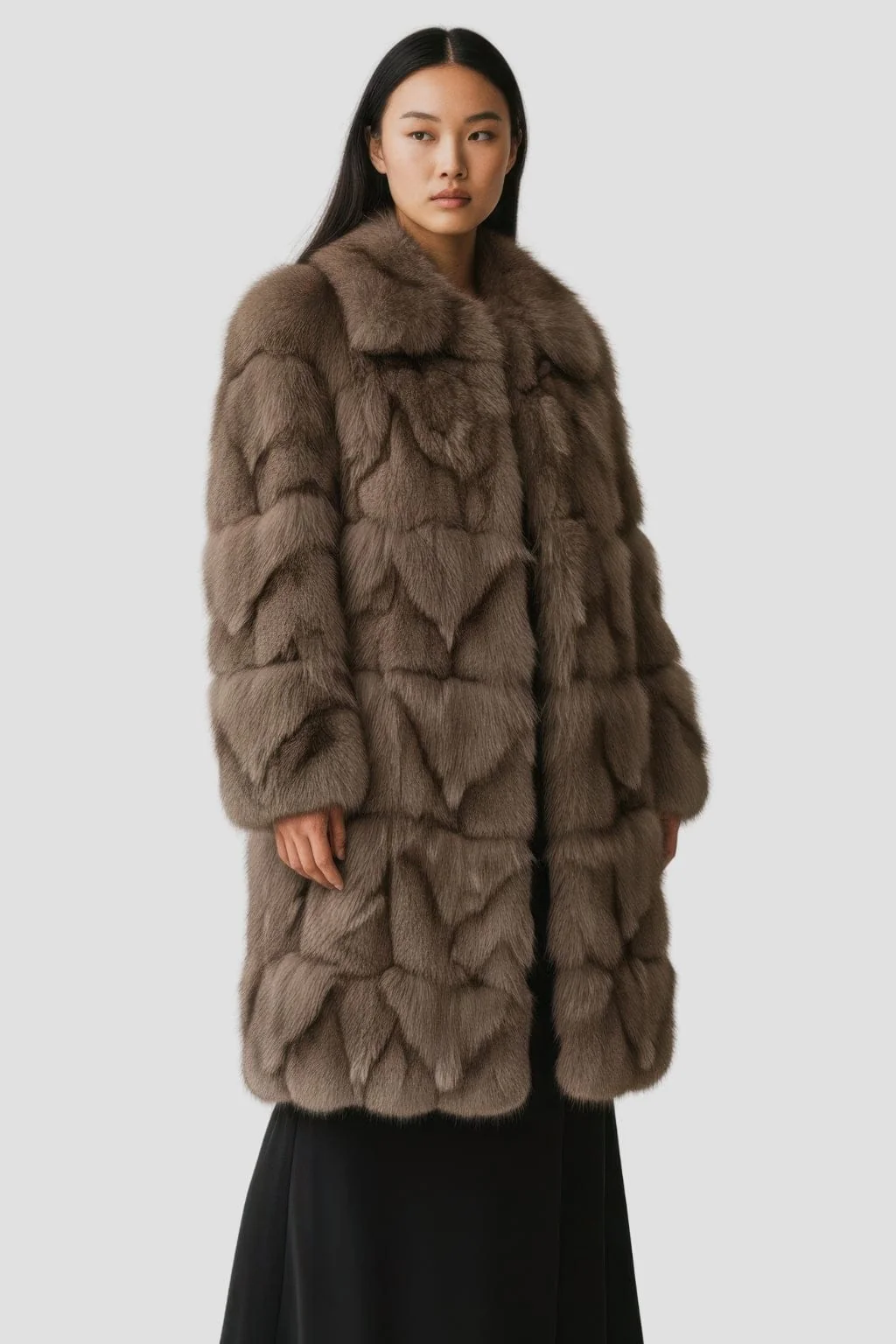 Manteau fourrure femme long marron – Image 3