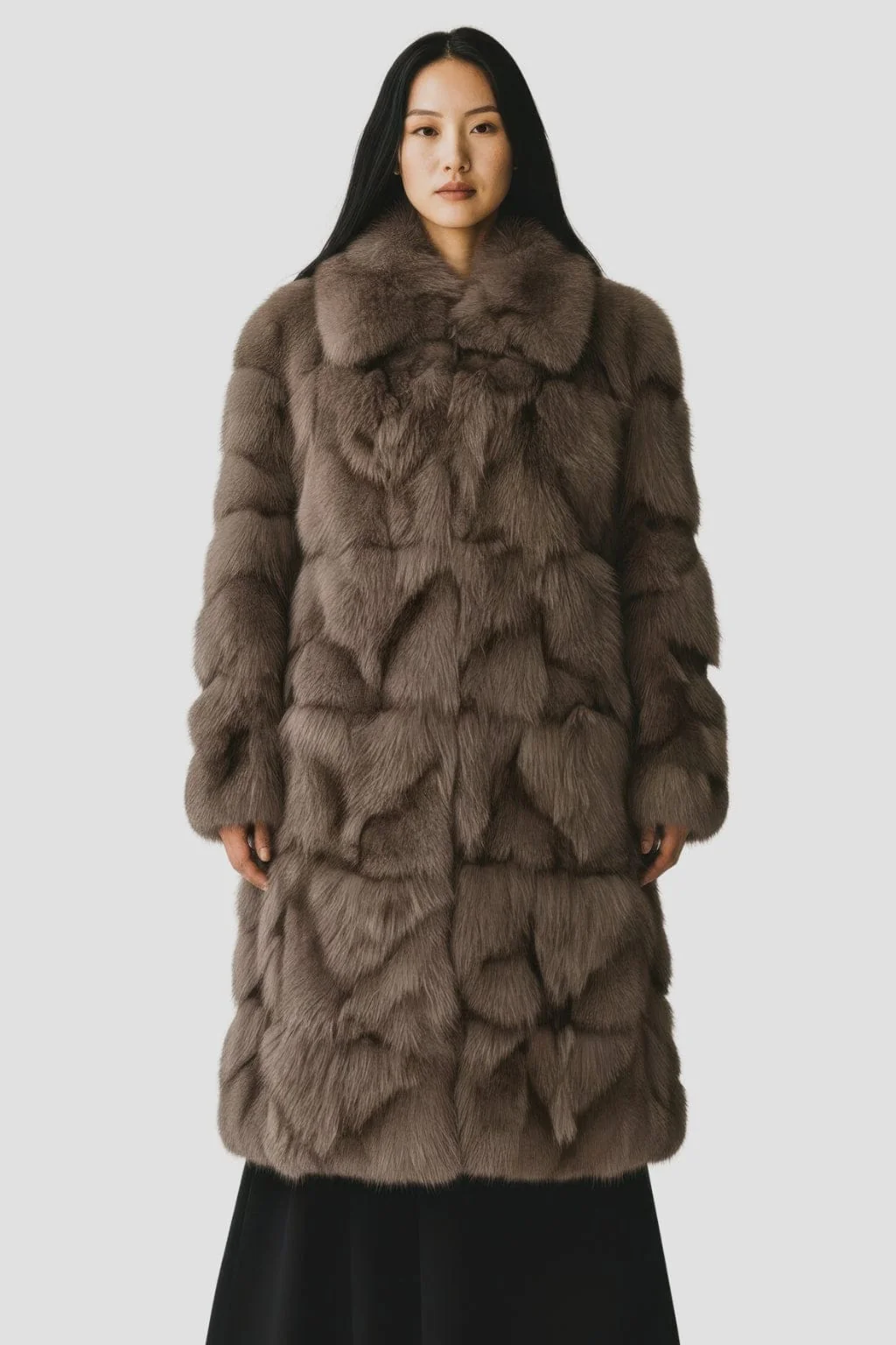 Manteau fourrure femme long marron – Image 4