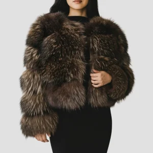 Manteau fourrure femme marron