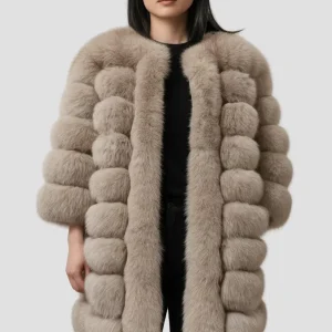 Manteau fourrure femme marron clair