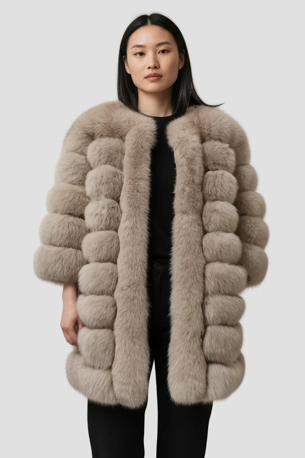 Manteau fourrure femme marron clair