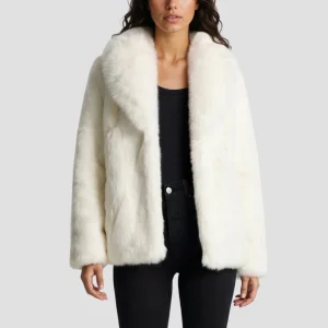 Manteau fourrure femme poil court blanc