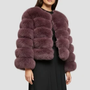 Manteau fourrure femme rouge