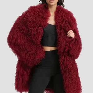 Manteau fourrure mouton rouge