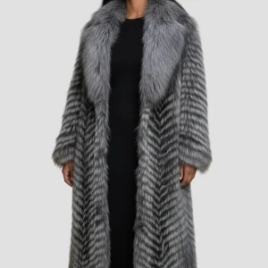 Manteau large en fourrure anthracite