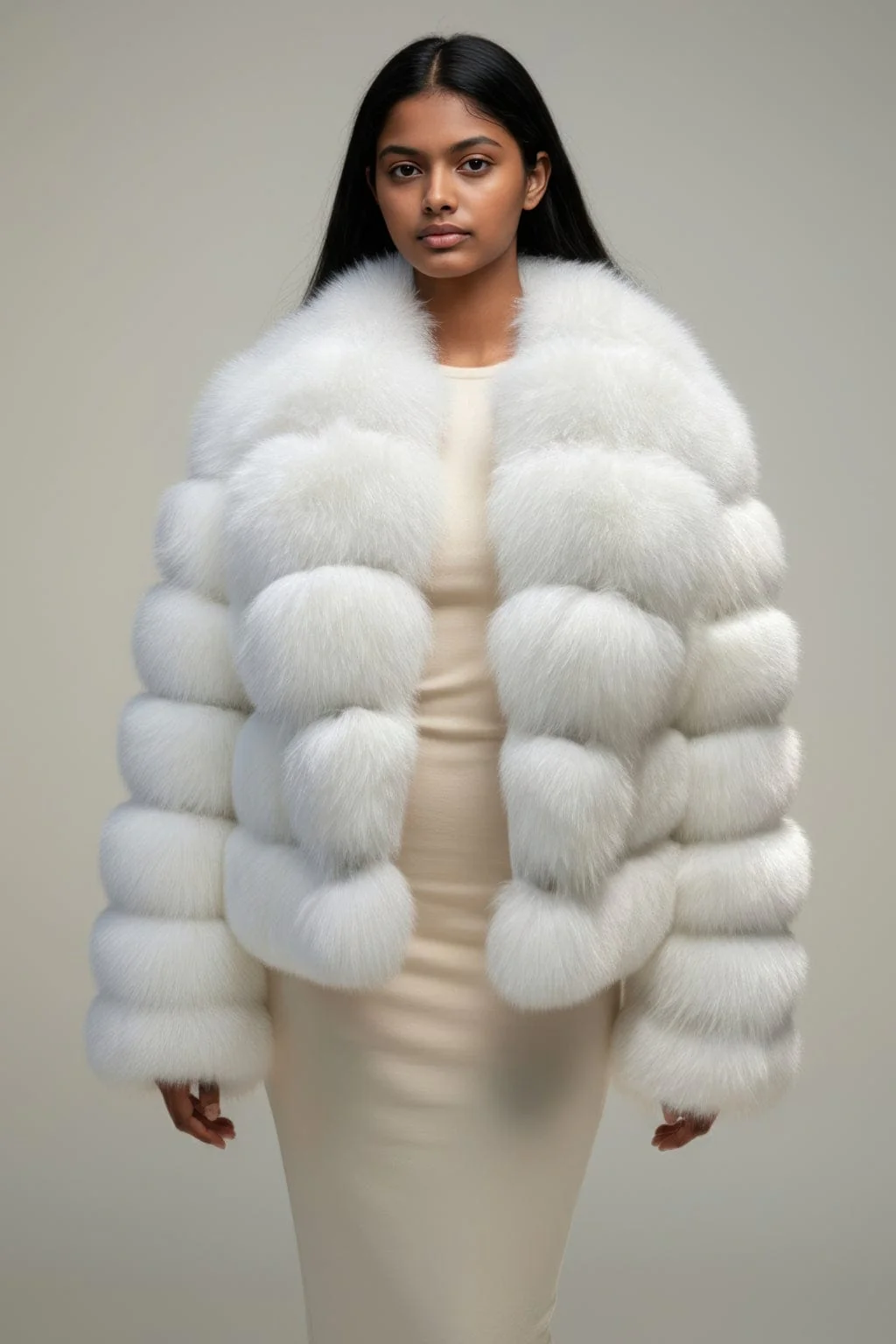 Manteau large en fourrure blanc