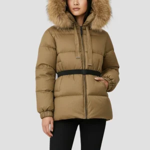 Parka fourrure femme camel