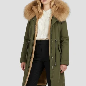 Parka fourrure femme kaki