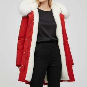 Parka fourrure femme rouge