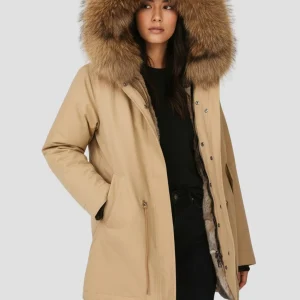 Parka fourrure femme taupe