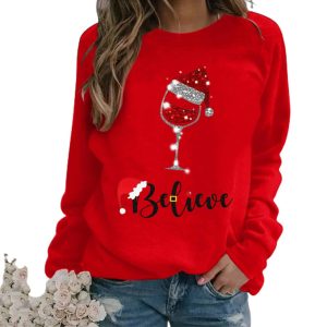 Pull de Noël avec motif brillant à manches longues pour femme