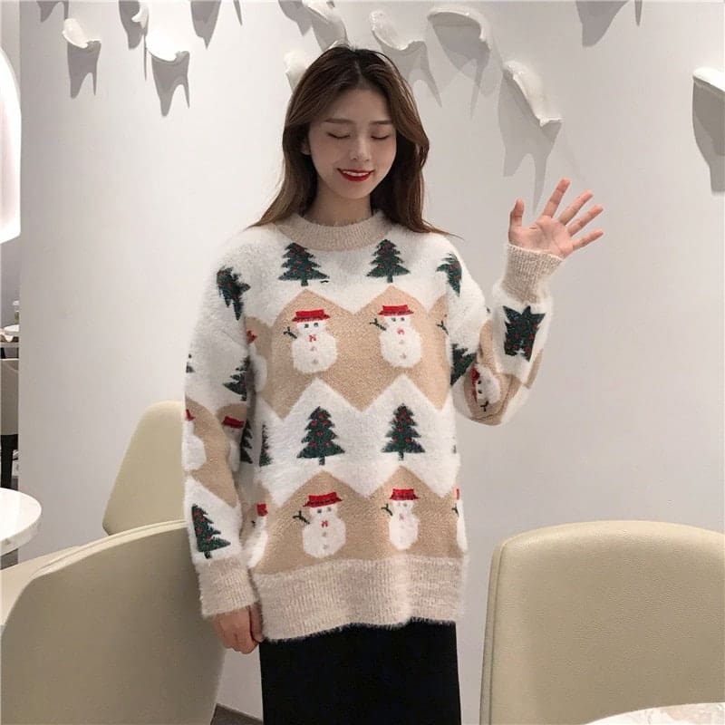 Pull de noël pour femme avec bonhomme de neige – Image 3