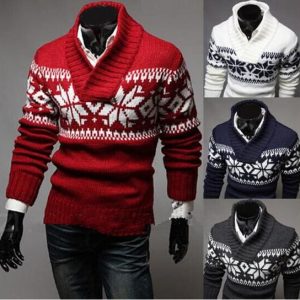 Pull de noël pour hommes col en v
